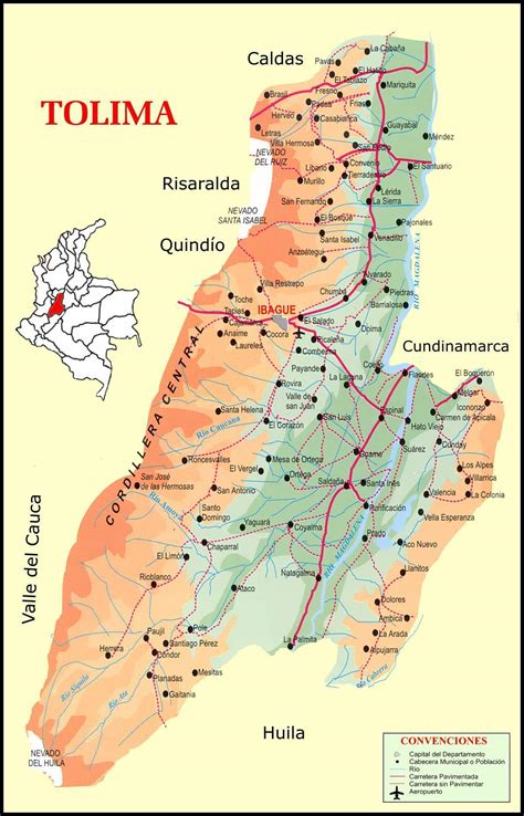 mapa del tolima colombia